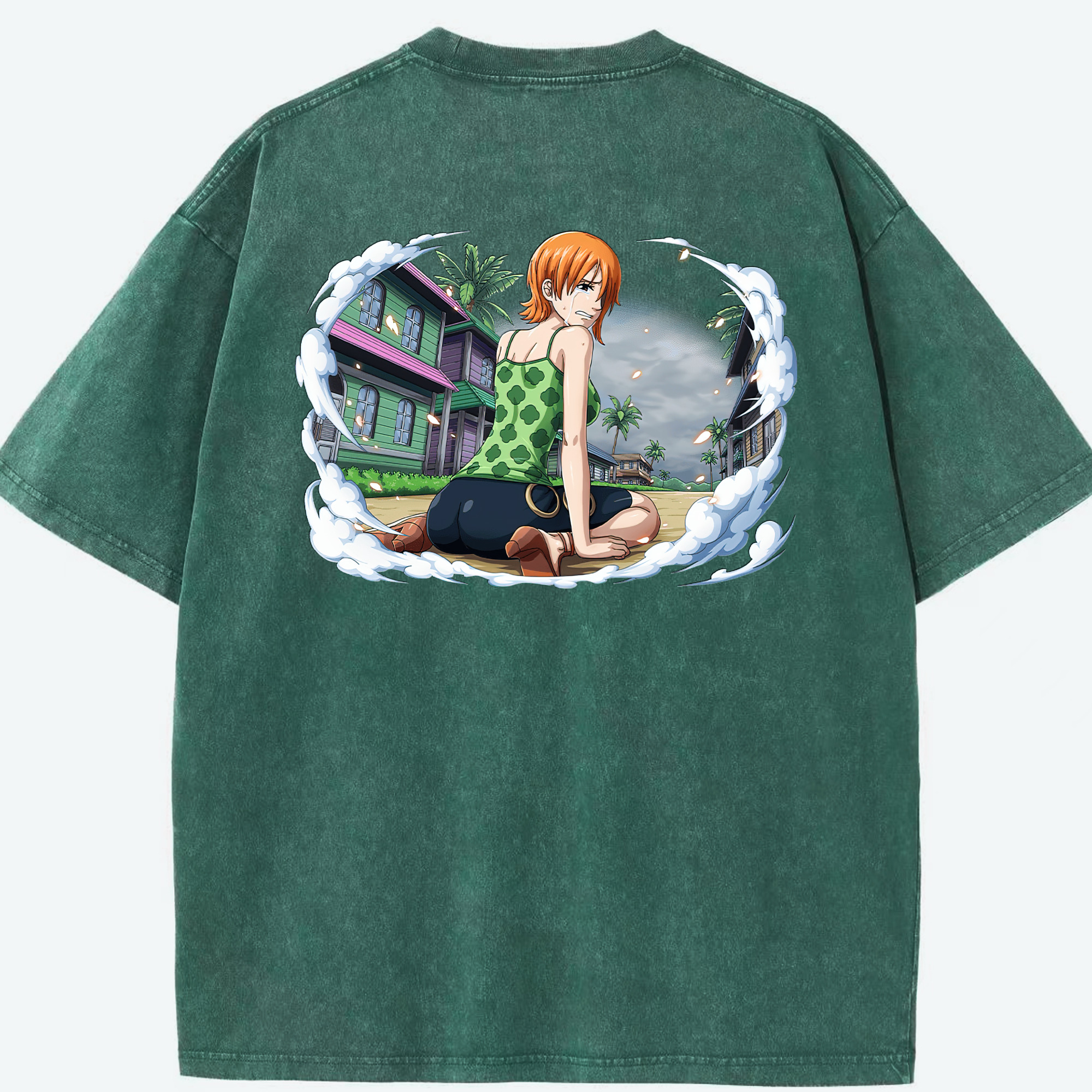 ワンピース ナミ ONE PIECE Nami 綿100% ヴィンテージ風 半袖Tシャツ（背面プリント）